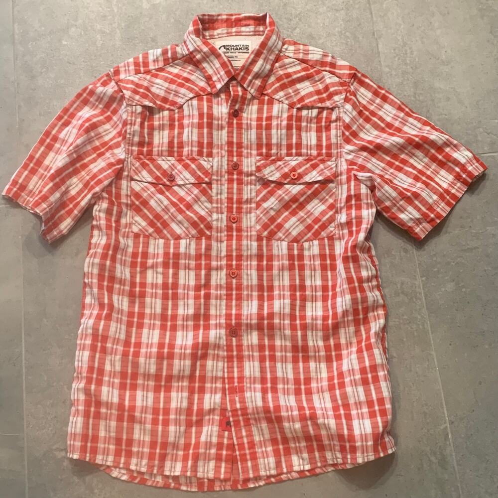 Mountain Khakis Men's Small S/S Red & White Plaid BF‎ Shirt